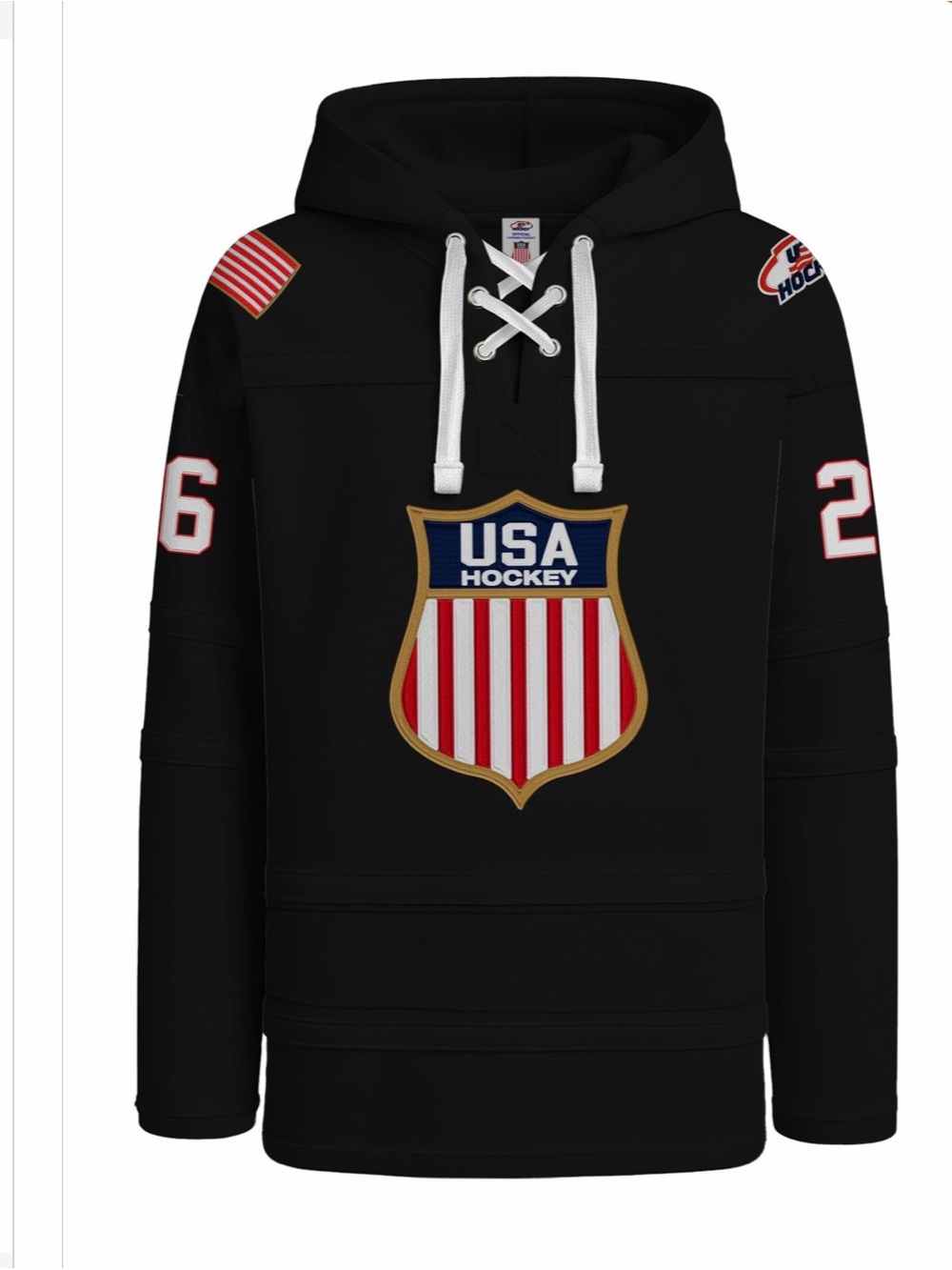 USA Hockey Shield logo Official Embroidered Lace-up hoodie